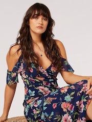 Apricot Blue Watercolour Floral Dress - Image 2 of 4