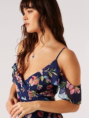 Apricot Blue Watercolour Floral Dress - Image 3 of 4