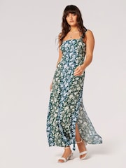 Apricot Green Floral Rose Ombre Camisole Maxi Dress - Image 1 of 4