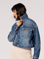 Apricot Blue Boxy Bianca Denim Trucker Jacket - Image 1 of 5