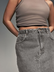 Grey 100% Cotton Hourglass Maxi Denim Skirt - Image 4 of 7