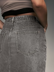 Grey 100% Cotton Hourglass Maxi Denim Skirt - Image 5 of 7