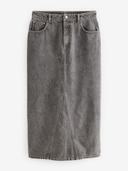 Grey 100% Cotton Hourglass Maxi Denim Skirt - Image 6 of 7
