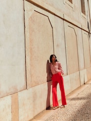 Boden Red Dark Petite Westbourne Ponte Trousers - Image 1 of 4