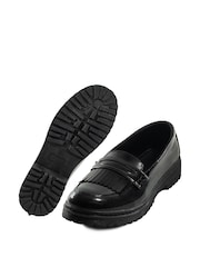 Toezone Leather Slip on Girls Patent Black Loafers - Image 4 of 5