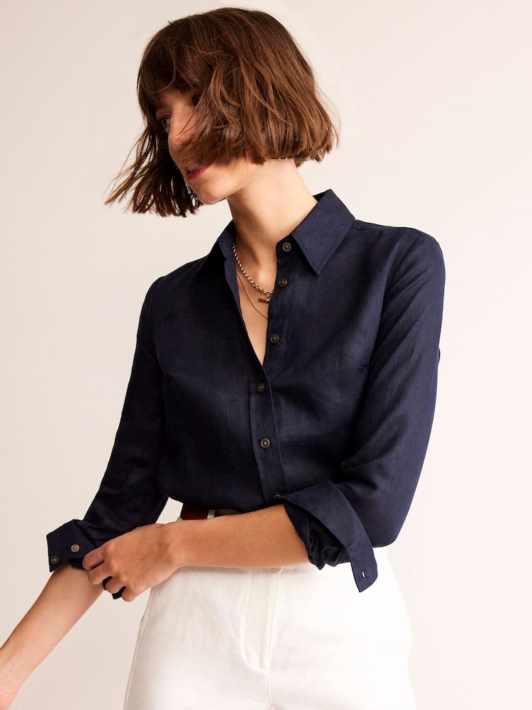 Boden Blue Petite Petite Sienna 100% Linen Shirt - Image 1 of 5