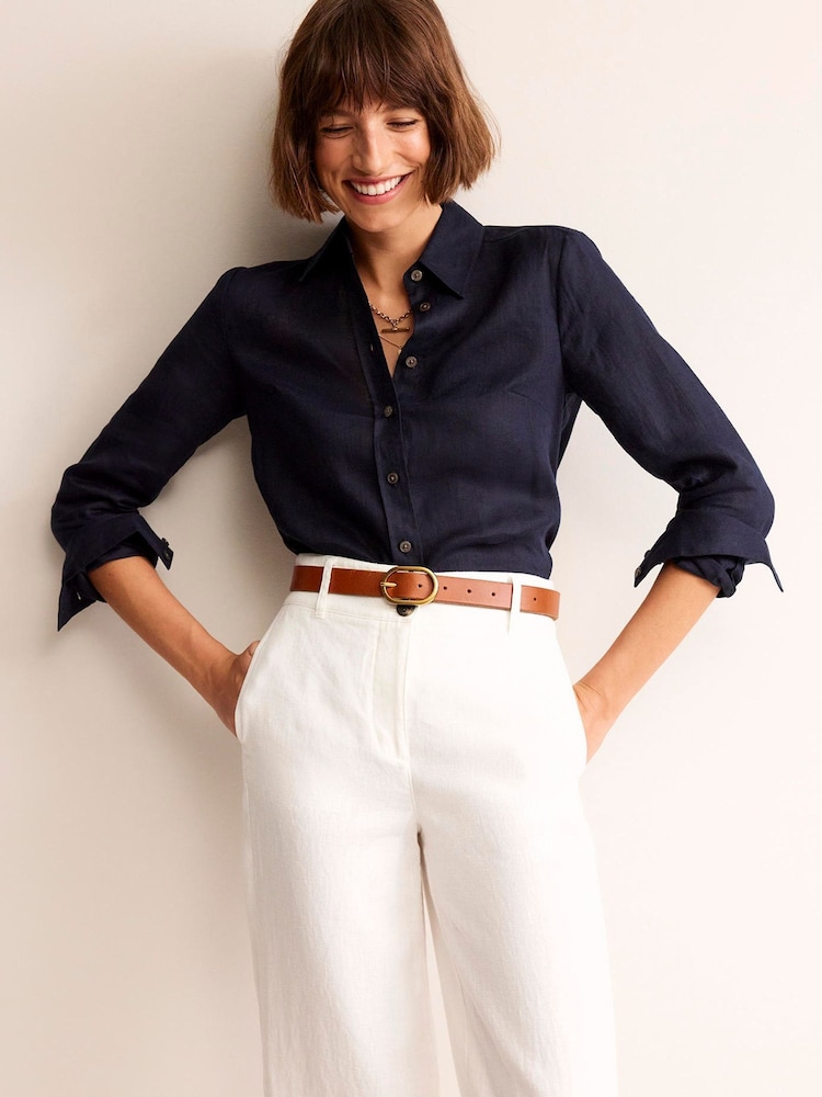 Boden Blue Petite Petite Sienna 100% Linen Shirt - Image 2 of 5 Boden Blue Petite Petite Sienna 100% Linen Shirt - Image 2 of 5
