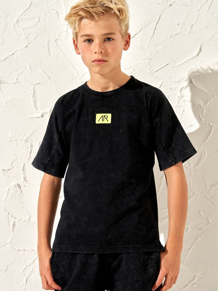 Angel & Rocket Dark Black 100% Cotton Evan Acid Wash T-Shirt - Image 1 of 3