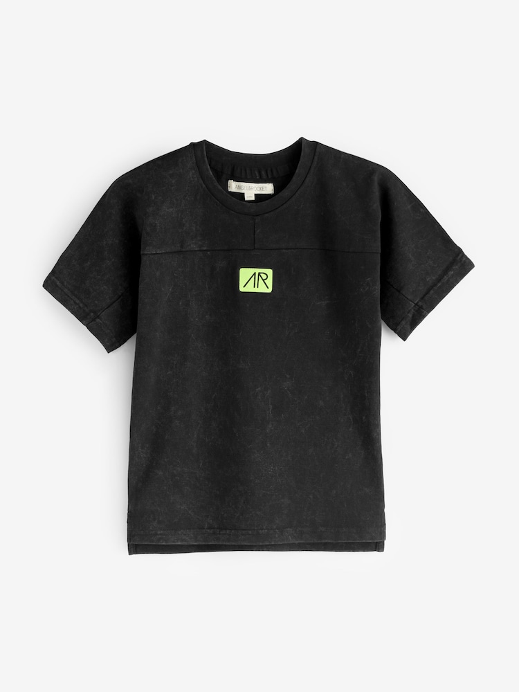 Angel & Rocket Dark Black 100% Cotton Evan Acid Wash T-Shirt - Image 3 of 3