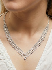 Jon Richard Silver Pearl And Crystal V Necklace - Image 2 of 4