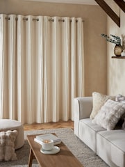Natural Faux Fur Polar Eyelet Lined Curtains - Image 3 of 4