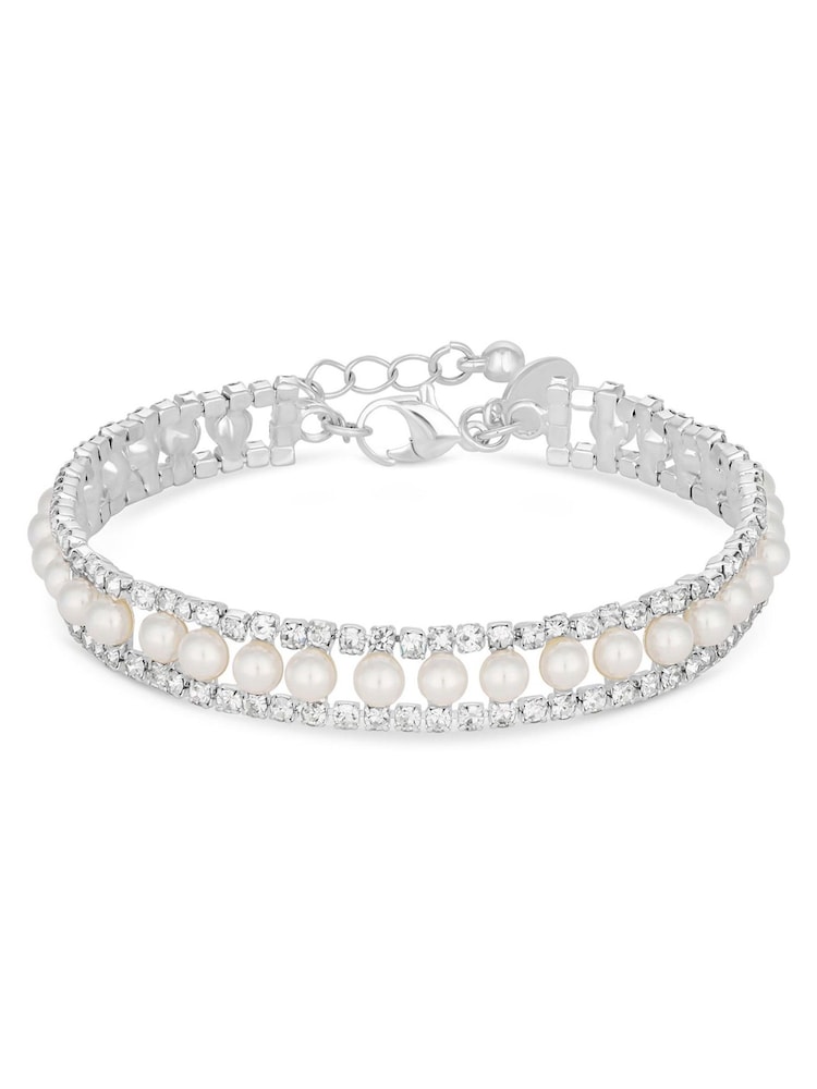 Jon Richard Silver Tone Pearl And Crystal Bracelet - Image 3 of 3