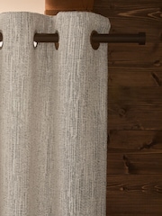 Black/White Cross-Hatch Textured Eyelet Lined Curtains - Image 1 of 5