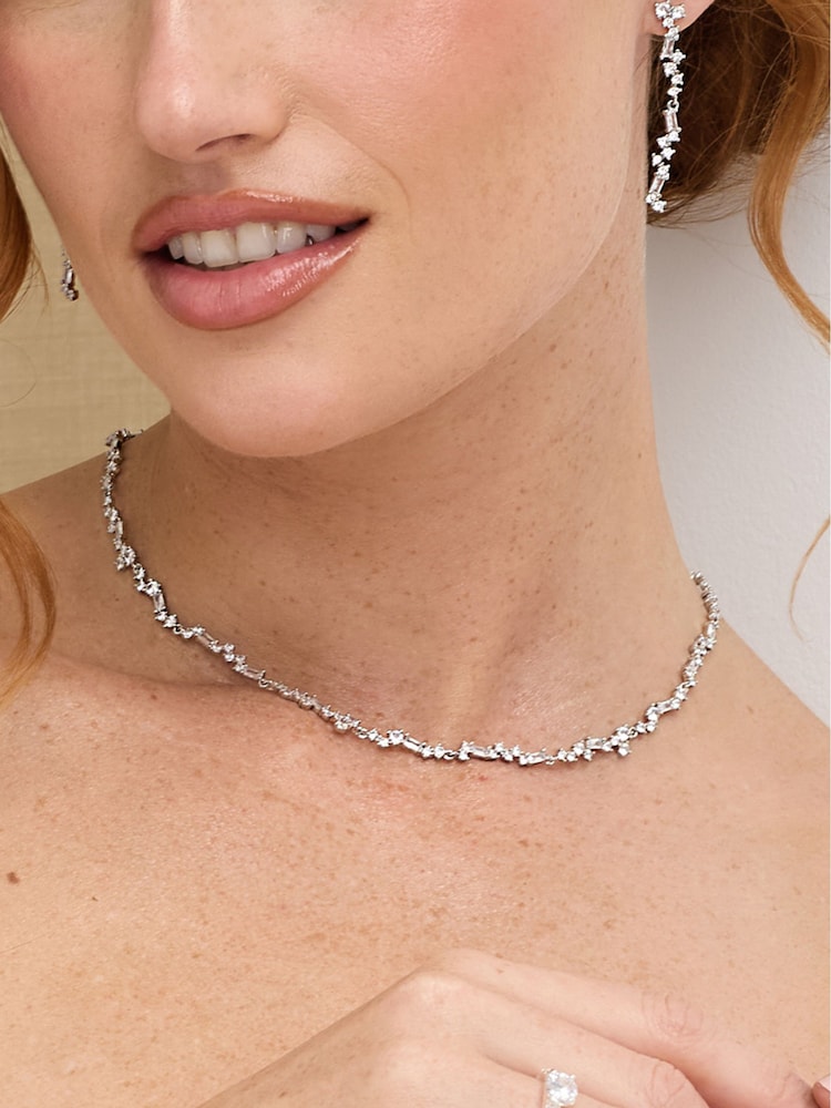 Jon Richard Silver Scattered Stone Necklace - Image 1 of 4
