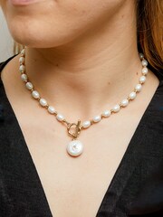 Jon Richard Gold Coin Pearl Necklace - Image 1 of 5