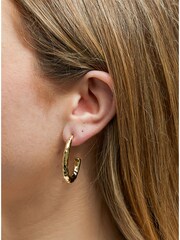 Jon Richard Gold Tone Hammered Stainless Steel Hoop Earrings - Image 2 of 3