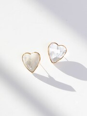 Jon Richard Gold Mother Of Pearl Heart Stud Earrings - Image 1 of 4