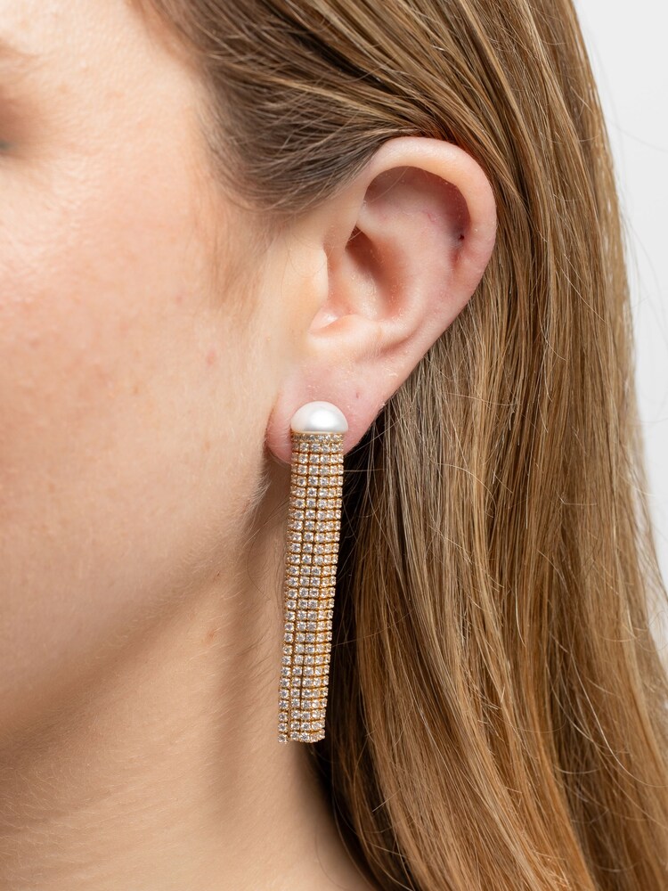 Jon Richard Gold Pearl Shower Drop Earrings - Image 2 of 3