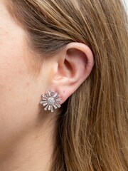 Jon Richard Silver Tone Baguette Starburst Stud Earrings - Image 3 of 4