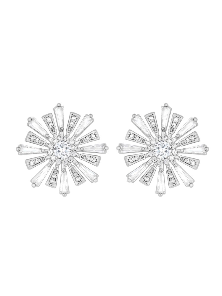 Jon Richard Silver Tone Baguette Starburst Stud Earrings - Image 4 of 4