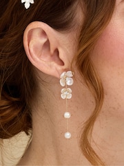 Jon Richard Gold Tone Floral And Freshwater Pearl Linear Earrings - Image 3 of 4