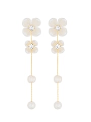 Jon Richard Gold Tone Floral And Freshwater Pearl Linear Earrings - Image 4 of 4