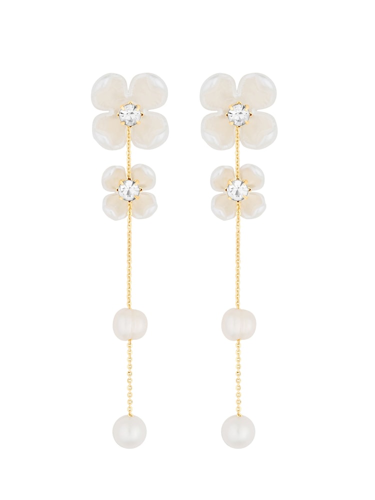 Jon Richard Gold Tone Floral And Freshwater Pearl Linear Earrings - Image 4 of 4