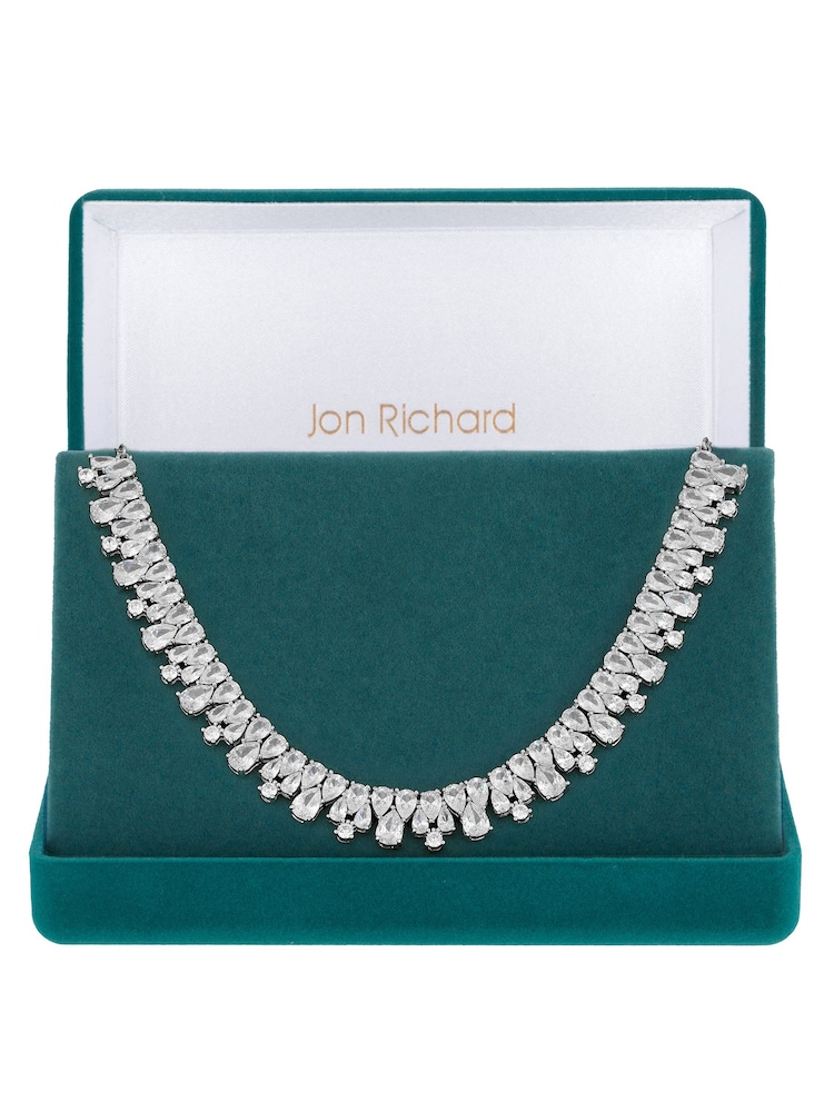 Jon Richard Silver Cubic Zirconia Statement Necklace - Image 1 of 1 Jon Richard Silver Cubic Zirconia Statement Necklace - Image 1 of 1