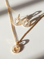 Jon Richard Gold Cubic Zirconia Open Pendant Necklace - Image 3 of 4