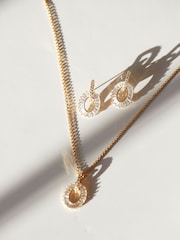 Jon Richard Gold Cubic Zirconia Open Pendant Necklace - Image 4 of 4