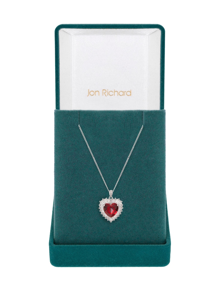Jon Richard Silver Cubic Zirconia Heart Pendant Necklace - Image 1 of 2