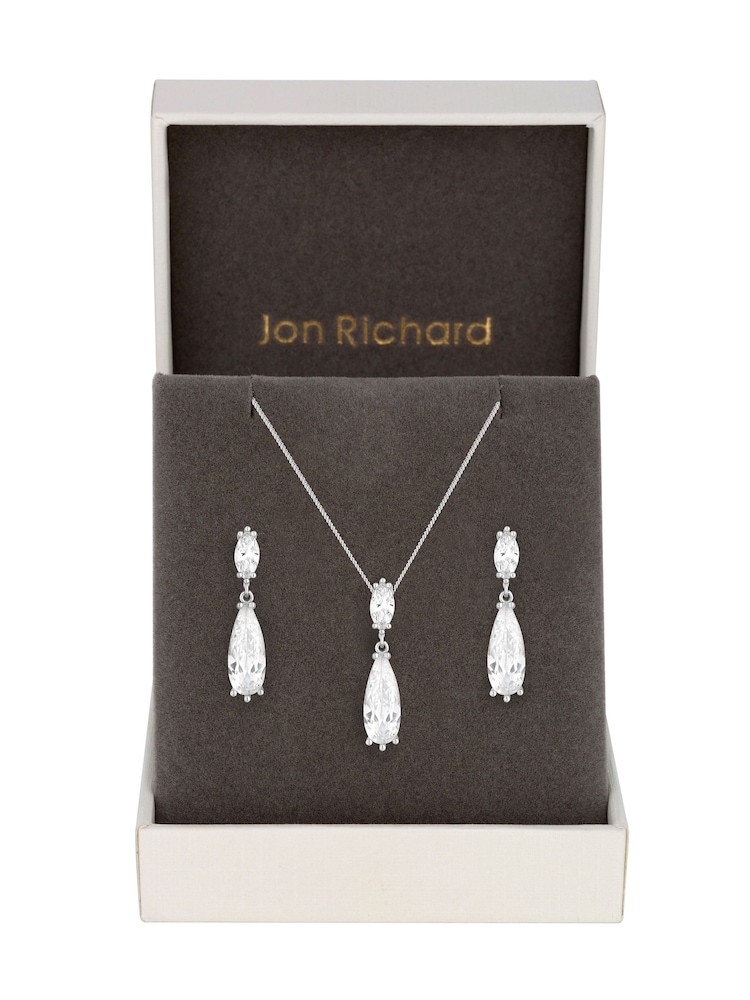 Jon Richard Silver Tone Cubic Zirconia Peardrop Set - Image 1 of 2