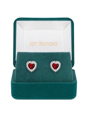 Jon Richard Silver Cubic Zirconia Heart Stud Earrings - Image 2 of 2