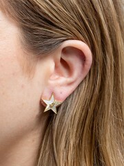 Jon Richard Gold Tone Cubic Zirconia And Mother Of Pearl Celestial Mis Match Stud Earrings - Image 3 of 4