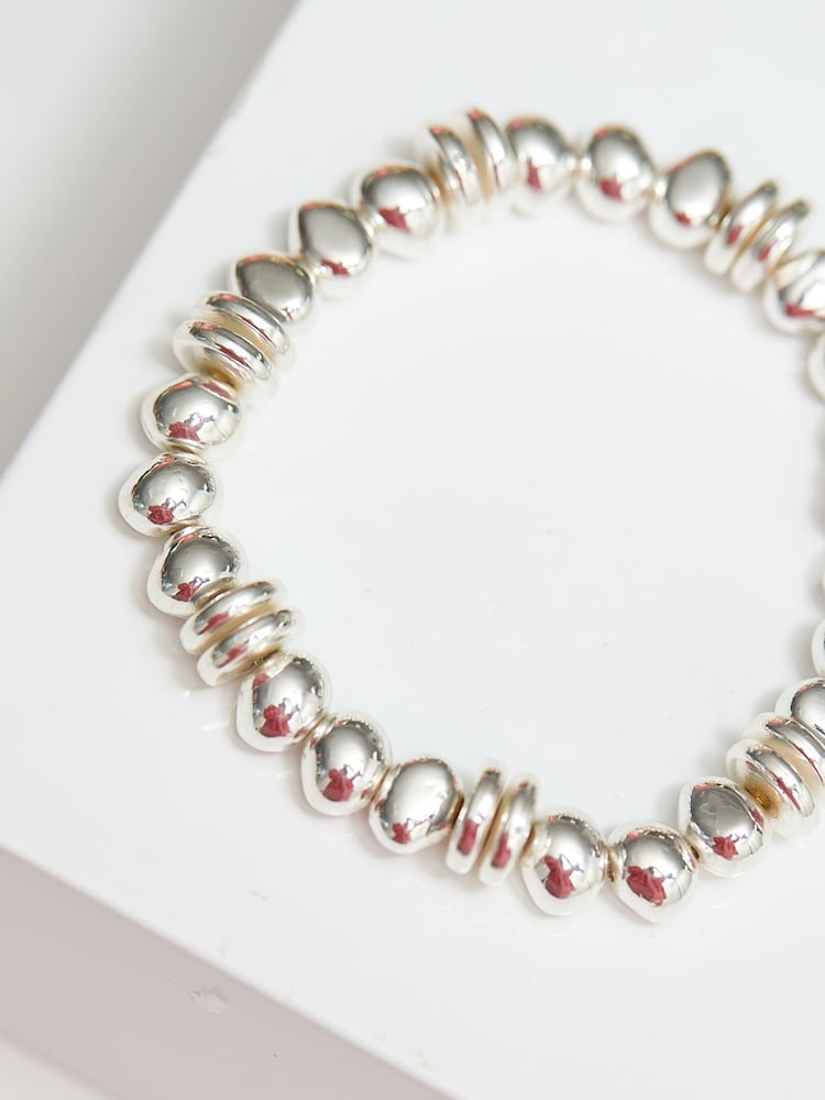 Jon Richard Silver Tone Polished Ball Stretch Bracelet - Image 4 of 4