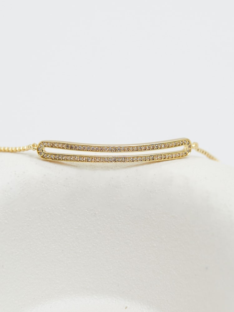 Jon Richard Gold Tone Cubic Zirconia Open Bar Toggle Bracelet - Image 2 of 3