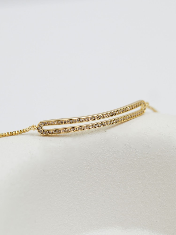 Jon Richard Gold Tone Cubic Zirconia Open Bar Toggle Bracelet - Image 3 of 3