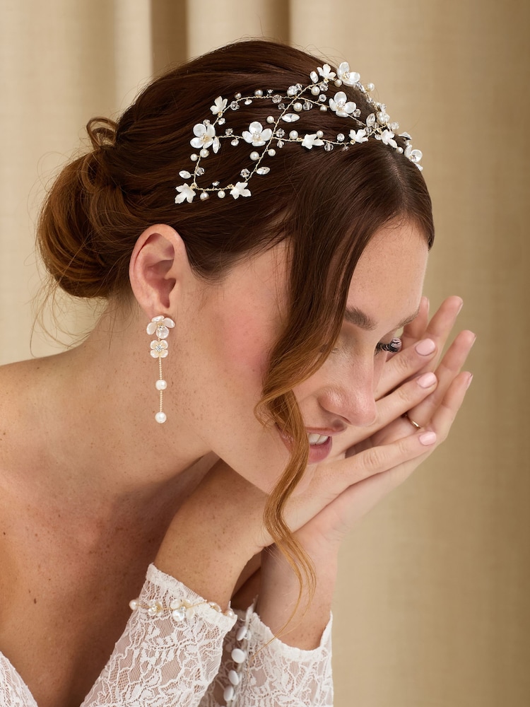 Jon Richard Gold Floral Tiara - Image 1 of 5 Jon Richard Gold Floral Tiara - Image 1 of 5