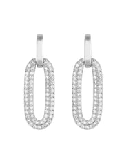 Jon Richard Silver Tone Polished And Pave Link Drop Earrings - Image 1 of 3
