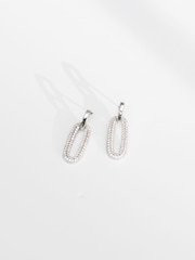 Jon Richard Silver Tone Polished And Pave Link Drop Earrings - Image 2 of 3