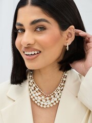 Jon Richard Gold Tone Cubic Zirconia Pave Hoop Earrings - Image 3 of 3