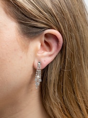 Jon Richard Silver Tone Pearl And Crystal V Drop Earrings - Image 2 of 4