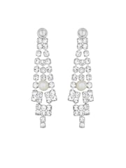 Jon Richard Silver Tone Pearl And Crystal V Drop Earrings - Image 4 of 4
