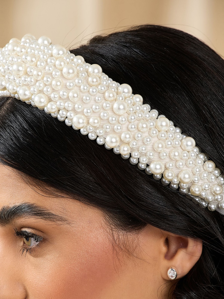 Jon Richard Cream Pearl Embellished Headband - Image 2 of 3