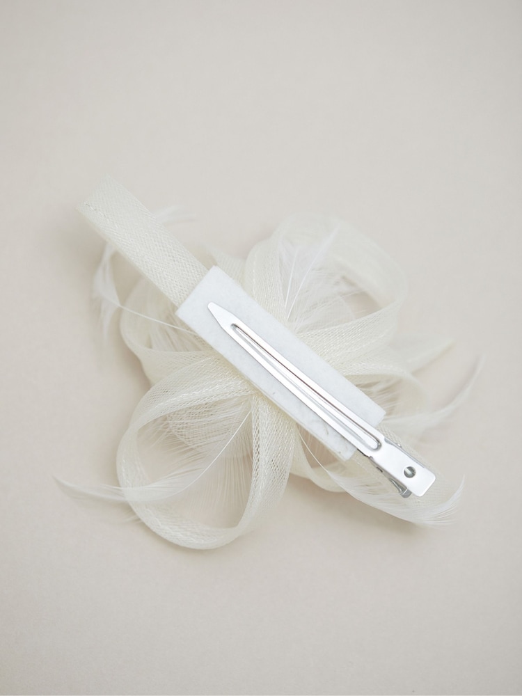 Jon Richard Cream Small Feather Fascinator Clip - Image 3 of 3