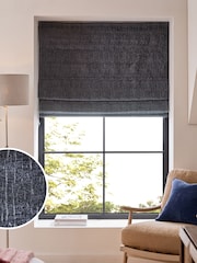 Blue Dark Navy Ready Made Blackout Roman Blinds With Heavyweight Chenille - Image 1 of 7
