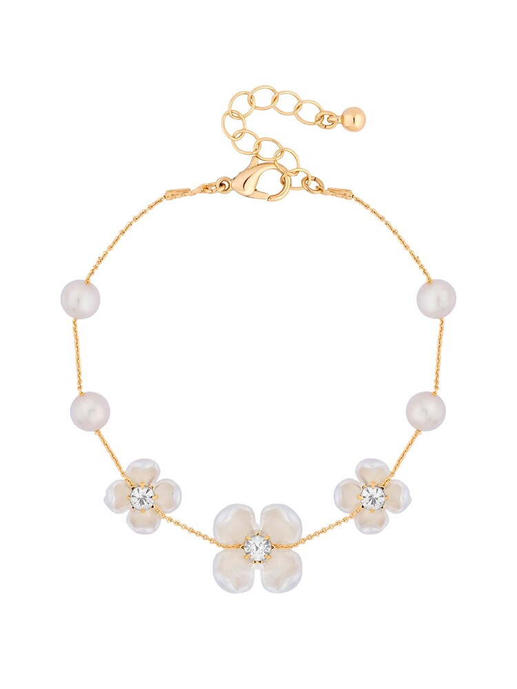Jon Richard Gold Tone Floral And Freshwater Pearl Bracelet - Image 4 of 4