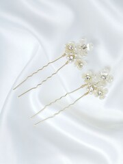 Jon Richard Gold Tone Gift Pouch Floral Hair Pins - Image 1 of 3