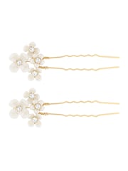 Jon Richard Gold Tone Gift Pouch Floral Hair Pins - Image 2 of 3