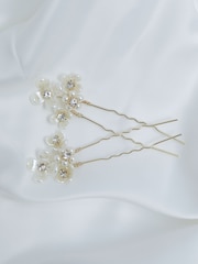 Jon Richard Gold Tone Gift Pouch Floral Hair Pins - Image 3 of 3